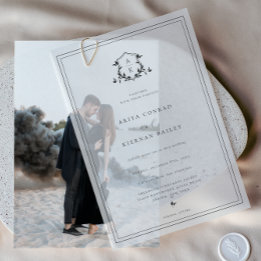 Invitations En Vélin Vins intemporels Monogramme Mariage