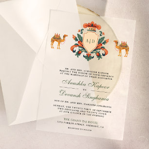 Invitations En Vélin Vintage Crest Royal Camel Indian Hindu Mariage
