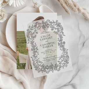 Invitations En Vélin Vintage Victorien Baroque Line Revêtement Mariage