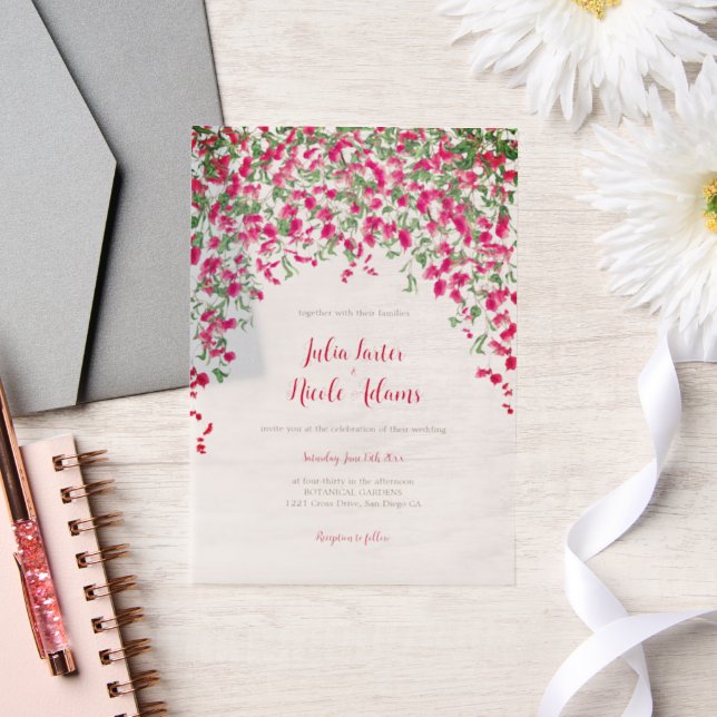Invitations En Vélin Wedding shower forestier tropical des Bougainvilli (Mariage)