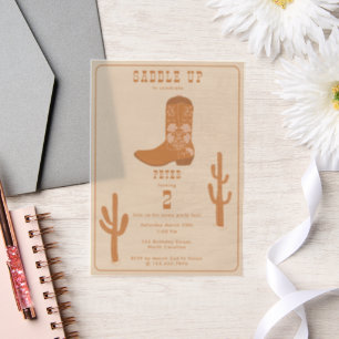 Invitations En Vélin Western Country Cowboy Bottes Saddup Anniversaire
