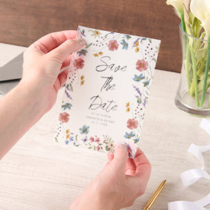 Invitations En Vélin Whimsical Fleur sauvage Garden Wedding Enregistrer