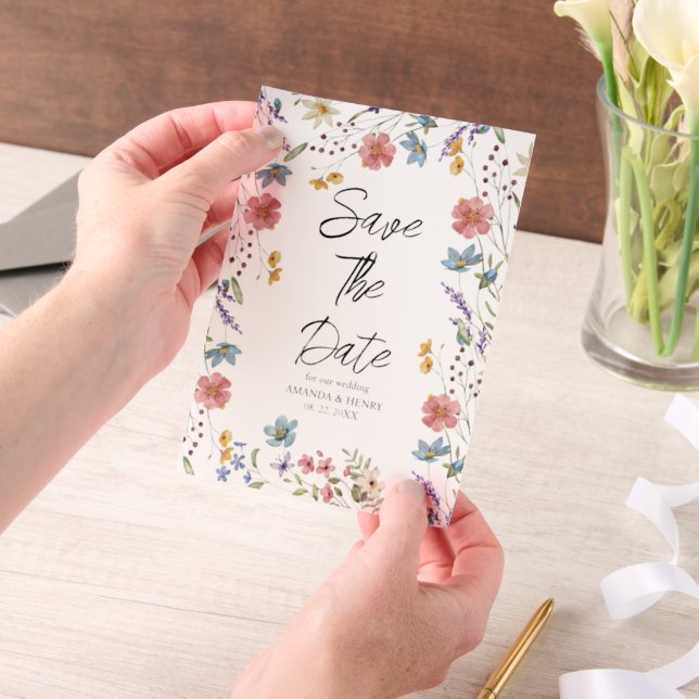 Invitations En Vélin Whimsical Fleur sauvage Garden Wedding Enregistrer (Ordinateur de poche)