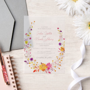 Invitations En Vélin Wild Wreath Belle automne Fleurs Simple Mariage