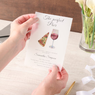Invitations En Vélin Wina et Pizza Aquarelle Enterrement de Vie de Jeun