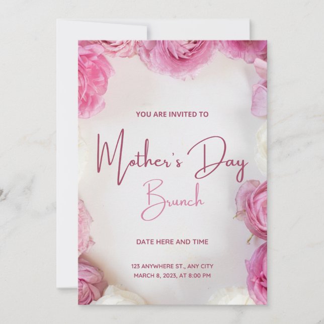 Invitations et annonces de la Fête des mères PInk (Devant)
