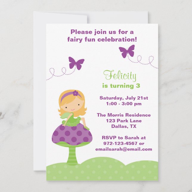 Invitations Fairy Cute (Devant)