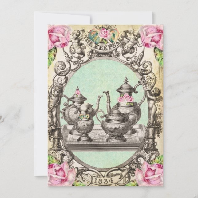 iNViTaTioNs* *FaiRy de carte de voeux de thé (Devant)