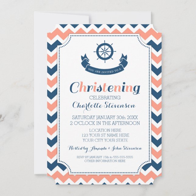 Invitations faites sur commande nautiques bleues (Dos)
