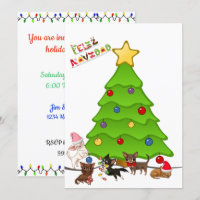 Invitations Festive Chihuahua Christmas Party