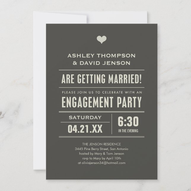 Invitations fêtes de fiançailles (Devant)