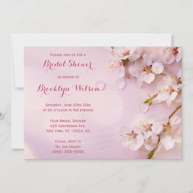 Invitations Fêtes des mariées en fleurs de cerisie (Devant)