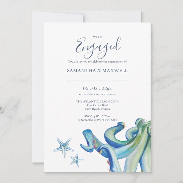 Invitations Fiançailles sur mesure Thème balnéaire (Devant)