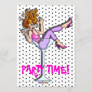 Invitations - fille dans un Martini, rouge de Lil