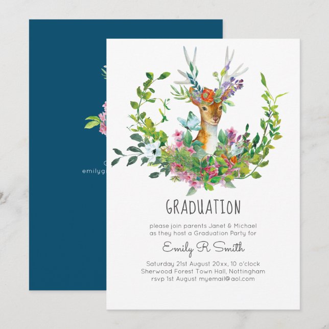 Invitations Fille du Cerf de Woodland (Devant / Derrière)