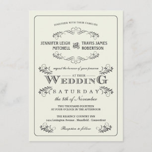Invitations fleuries vintages de mariage de