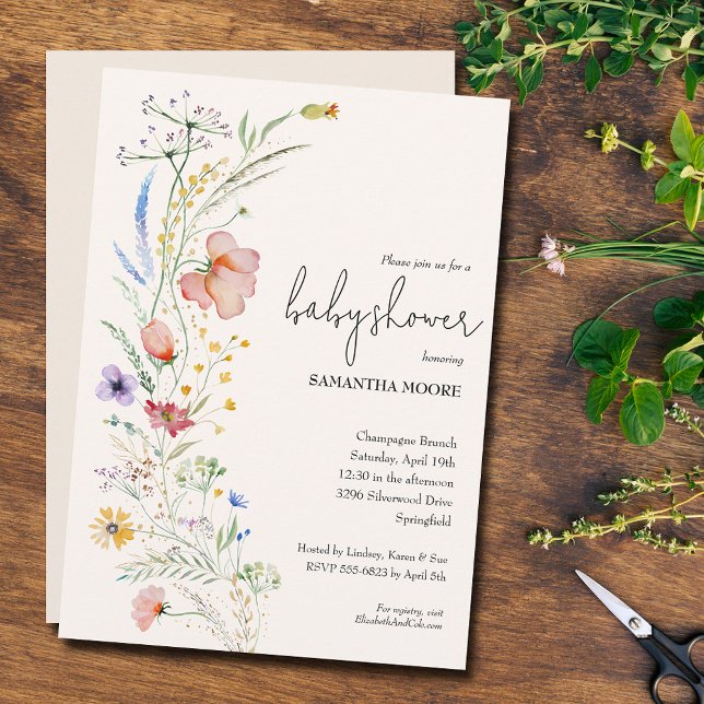 Invitations fleurs sauvages de douche pour bébé (Créateur téléchargé)