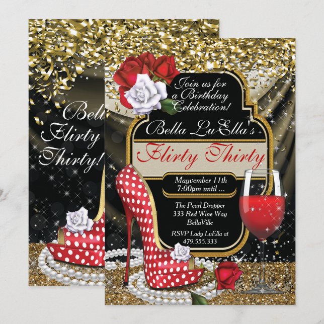 Invitations Flirty de fête d'anniversaire (Devant / Derrière)