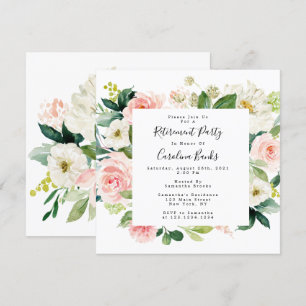 Invitations Floral Retraite Party, Carré