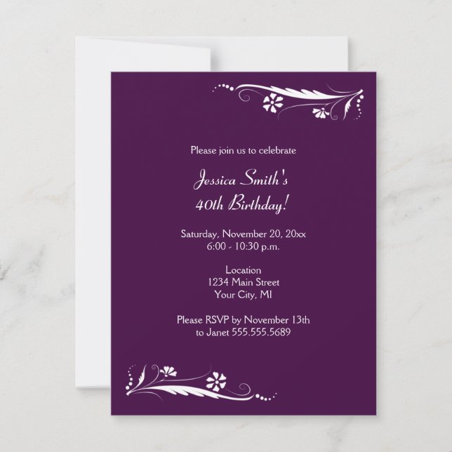 Invitations florales à la fête d'anniversaire dans (Devant)
