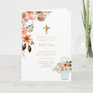 Invitations florales BAPTISM de 4 pg - Programme