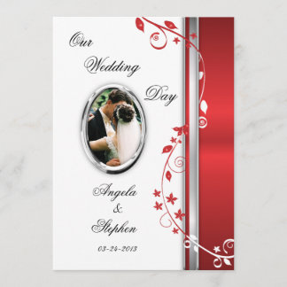 Invitations florales blanches et rouges de photo
