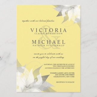 Invitations florales blanches jaunes en pastel de