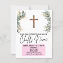 Invitations florales de baptême Boho