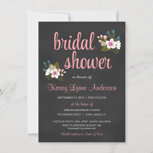 Invitations florales de Fête de la mariée de (Devant)