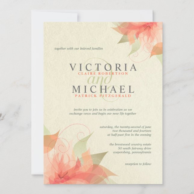 Invitations florales d'orange d'automne et de (Devant)