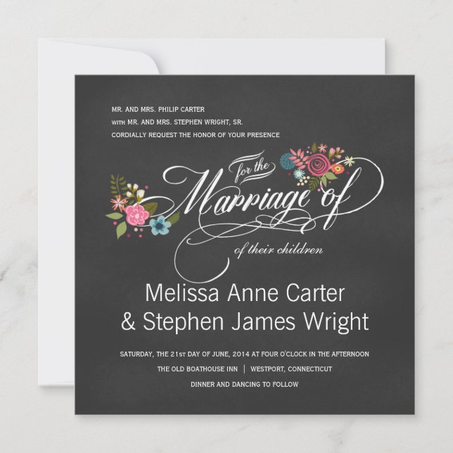 Invitations florales formelles de mariage de (Devant)