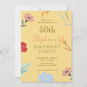 Invitations florales joyeuses 50e anniversaire