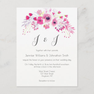 Invitations florales roses de mariage de guirlande