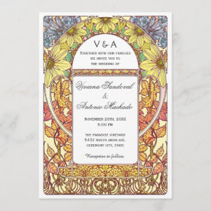 Invitations florales vintages de mariage de