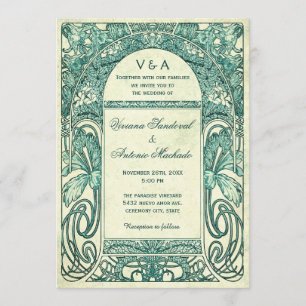 Invitations florales Vintages Turquoise