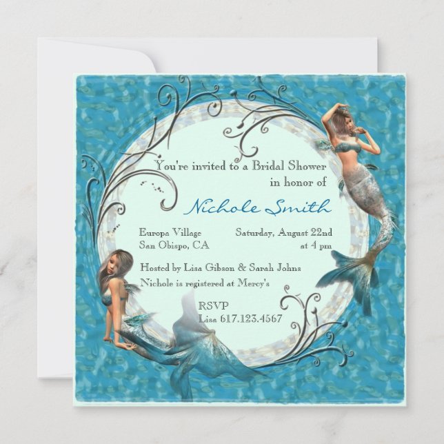 Invitations floraux bleus turquoises de Fête de la (Devant)