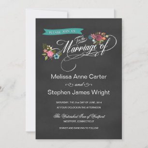 Invitations floraux rustiques de mariage de