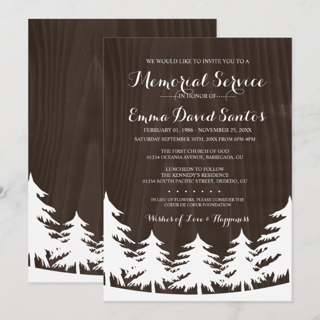 Invitations foncés de cérémonie commémorative de (Devant / Derrière)