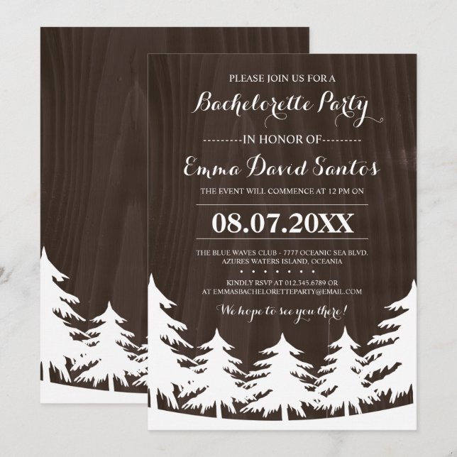 Invitations foncés de partie de Bachelorette de (Devant / Derrière)