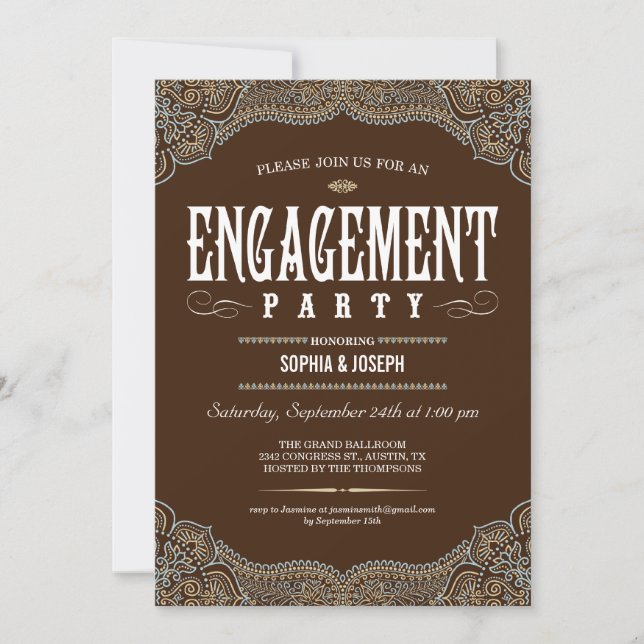 Invitations formelles de partie de fiançailles de (Devant)