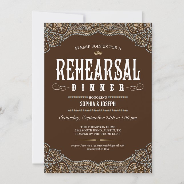 Invitations Formelles De Répétition De Paisley (Devant)