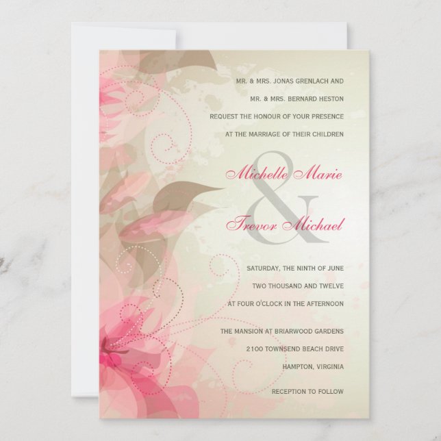 Invitations formelles florales sages et roses de (Devant)