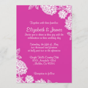 Invitations fuchsia élégantes de mariage