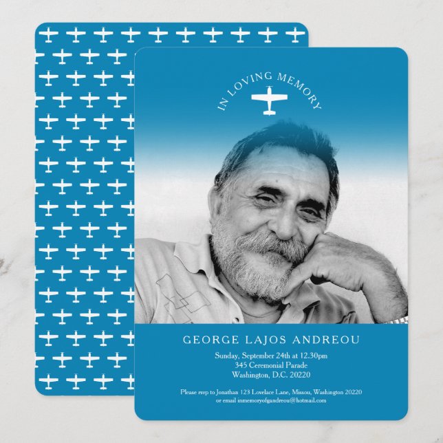 Invitations funéraires de service commémoratif (Devant / Derrière)