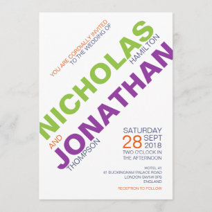 Invitations gaies de mariage de typographie chic