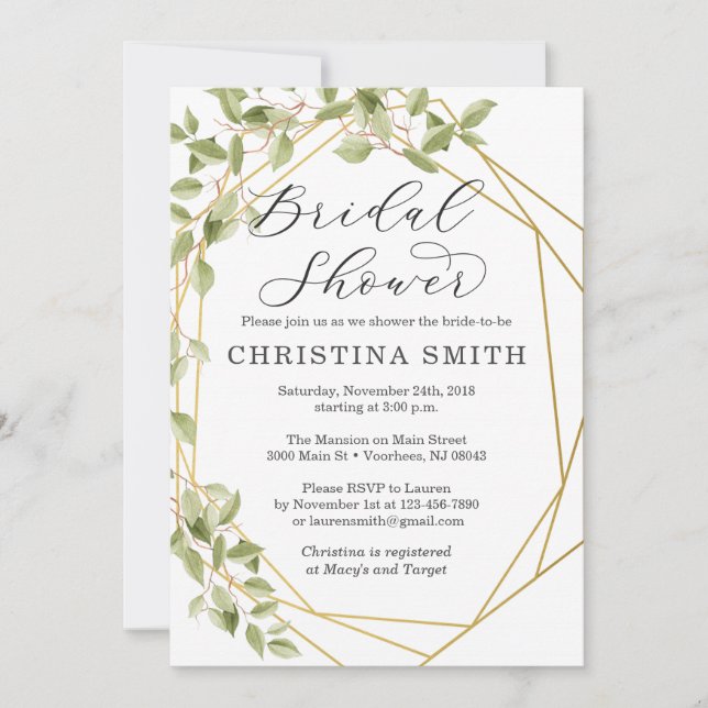 Invitations géométriques de Fête de la mariée de (Devant)