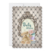 invitations girly de baby shower d'ours de