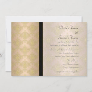 Invitations Gold et Peach Mariage damassé