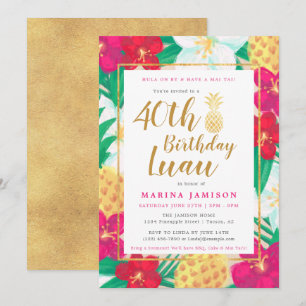 Invitations Gold Luau Party