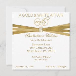 Invitations Gold & White 60th Birthday Party